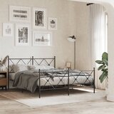  The Living Store Kovinski posteljni okvir z vzglavjem in vznožjem črn 150x200 cm - Posteljni Okvir, (21530379) | Shoptok.si