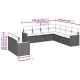  9-dijelni set vrtnih sofa s jastucima crni od poliratana | shoptok.hr