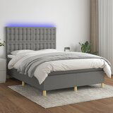 Maison Chic Box spring postelja - Vzmetna postelja z vzmetnico LED temno siva 140x190 cm blago SL3076, (21905014) | Shoptok.si