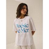 Sinsay Pamučna majica s izvezenim tekstom Poesie de Mer | shoptok.hr