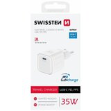 Swissten punjač za AC220, GaN, 1xUSB-C, 35W, 3A, bijeli | shoptok.hr