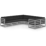  Sedežna garnitura 8-delna z blazinami siva borovina | Shoptok.si