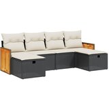 Maison Chic Seti vrtnega pohištva - Vrtna garnitura - Vrtni pohištvo set 6-delna z blazinami črna poli ratan, (21813048) | Shoptok.si