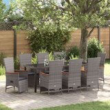 vidaXL set od 9 komada vrtne blagovaonske garniture s jastucima sive poli ratan | shoptok.hr