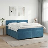  Boxspring krevet s madracem Tamno plava 200 x 200 cm Baršun | shoptok.hr
