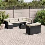  10-dijelni set vrtnih sofa s jastucima crni od poliratana | shoptok.hr