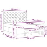 vidaXL Krevet s letvicama s madracem i klupom Taupe 160x200 cm Tkanina | shoptok.hr