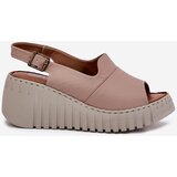 ARTIKER Ladies Sandals Made Of Natural Leather On Wedge Dark Beige | shoptok.hr