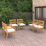 The Living Store Batavia stoli 6 kosov z blazinami trdna tikovina - Vrtni Stol, (21481008) | Shoptok.si