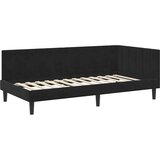 Kutni okvir kreveta s uzglavljem Crna 90 cm x 200 cm Baršun | shoptok.hr