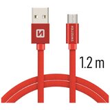 Swissten kabel USB/microUSB, platneni, 1.2m, crveni | shoptok.hr
