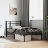 Maison Chic Kovinski Posteljni okvir - Enojna postelja - Postelja za odrasle z vzglavjem črn 90x190 cm, (21694424) | Shoptok.si