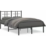 Metalni Kovinski posteljni okvir z vzglavjem črn 120x190 cm