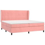  Box spring postelja z vzmetnico roza 200x200 cm žamet | Shoptok.si