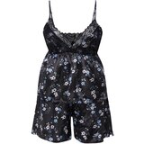 Trendyol Curve Black Floral Patterned Lace Satin Woven Pajama Set cene