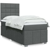 vidaXL Box spring postelja z vzmetnico temno siva 90x190 cm blago | Shoptok.si