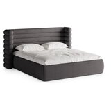 Micadoni Tamno sivi tapecirani bračni krevet s prostorom za odlaganje s podnicom 200x200 cm Mount – Cijene
