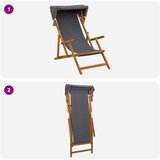 Ležaljka 3 Pozicija Čvrsto drvo eukaliptusa Siva | shoptok.hr