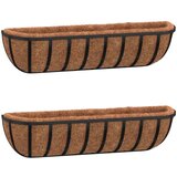 vidaXL Zidna korita crna 2 kom obloge od kokosa 91x20x23 cm čelična | shoptok.hr