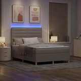  LED Box Spring Krevet Sivo-smeđa 140 x 200 cm tkanina | shoptok.hr