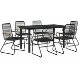 Vrtna garnitura - 7-dijelni vrtni blagovaonski set od PVC ratana crni - 6 | shoptok.hr
