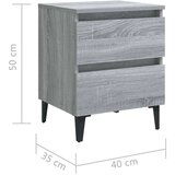vidaXL noćni ormarić s metalnim nogama boja sivog hrasta 40x35x50 cm | shoptok.hr