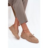 Boto Women's Loafers Flat Moccasins With Tie Beige Zalina | shoptok.hr