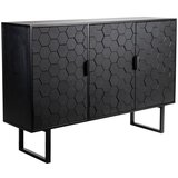 White Label Črna nizka komoda iz masivnega bora 135x90 cm Linc – | Shoptok.si