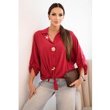 Kesi Włoski Women's shirt with viscose, featuring decorative buttons and collar, light burgundy Cijene