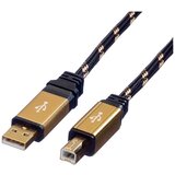 Roline USB kabel USB 2.0 USB-A vtič\, USB-B vtič 1.80 m črna\, zlata dvojno oklopljen\, pozlačeni konektorji 11.02.8802, (20416659) | Shoptok.si