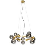 QAZQA Art Deco viseča svetilka zlata z dimnim steklom 12 lučk - David | Shoptok.si