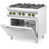 Hendi Gasni šporet sa 4 gorionika sa konvekcionom rernom GN 1/1, Kitchen Line, 230V/3000W, 19kW, 800x722x(H)900mm | Eponuda.com