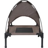 vidaXL Povišeni krevet za pse Smeđi Metal 76 x 62 x 70.5 cm Sklopiv | shoptok.hr