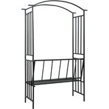  Vrtni luk s klupom crni 128 x 50 x 207 cm željezni | Eponuda.com