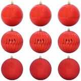  Set božićnih kuglica XL 9 pcs Crvena Plastika | shoptok.hr