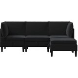  Set namještaja za dnevni boravak s jastukom 4 pcs Crna Baršun - Crna 2x kutna + 1x srednja + 1x stolić | shoptok.hr