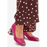 Boto Leather pumps with decorative heel Fuchsia Lewski Shoes | Shoptok.si