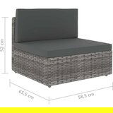  Sedežna garnitura 9-delna z blazinami siv poli ratan | Shoptok.si