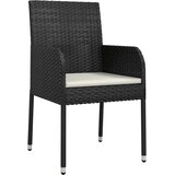  5-dijelni vrtni blagovaonski set s jastucima od poliratana crni Crna Dužina stola 80 cm | Shoptok.si