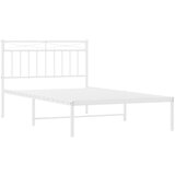 Metalni Kovinski posteljni okvir z vzglavjem bel 107x203 cm | Shoptok.si