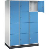 C+P Jeklena omara s predelki z zaklepanjem INTRO, višina predelka 435 mm, ŠxG 1220 x 600 mm, 12 predelkov, korpus svetlo siv, vrata svetlo modra | Shoptok.si