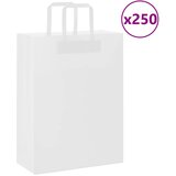 vidaXL Papirnate vrečke 250 kosov z ročaji bela 26x12x35 cm | Shoptok.si