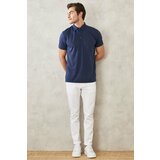 ALTINYILDIZ CLASSICS Men's Navy Blue Slim Fit Slim Fit Polo Neck Plain Casual T-Shirt. Cene