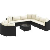  10-dijelni set vrtnih sofa s jastucima crni od poliratana Slike