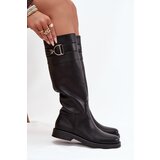 Boto Women's Flat Heeled Boots with Decorative Detail Black Arvessa | Shoptok.si