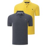 Dewberry DUO SET T8561 MENS TSHIRT-ANTHRACITE-YELLOW Cene