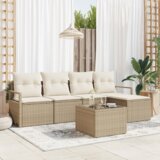 vidaXL 6-delni vrtni kavč set z blazinami rjav poli ratan | Shoptok.si