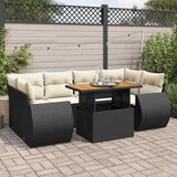  7-dijelni set vrtnih sofa od poliratana s jastucima crni Cijene