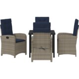  Set za blagovanje za vrt od 5 dijelova s jastučićima u sivoj poly rattan boji | shoptok.hr