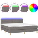  Box spring postelja z vzmetnico LED temno siva 180x200 cm blago, (20789506) | Shoptok.si
